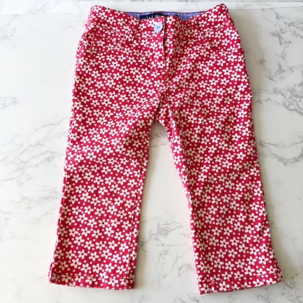 Mini Boden Red Daisy Crop Pants 5T